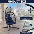 CHABATREE Egg Chair with Stand, Patio Rattan Wicker Hanging Swing Egg Chair - Image 4