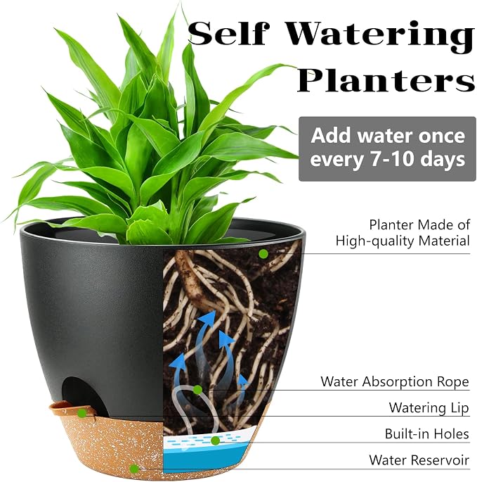 Indoor Pots For Plant Self Watering Plant Pots For Lazy People, - Image 2