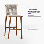 PURPLE LEAF Outdoor Bar Stools Set of 4 Aluminum Counter Height Wicker Stool - Image 9