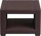 Flash Furniture Seneca Chocolate Brown Faux Rattan End Table - Image 6