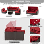 Vicluke 6 Pieces Patio Conversation Sets, Rectangle Wicker Daybed - Image 2