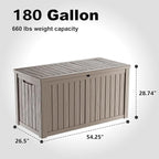DRATO 180 Gallon Outdoor Storage Box, Large Waterproof Deck Box, Lockable Resin - Image 2