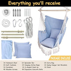 Hammock Chair Hanging Rope Swing Chair, Max 450 Lbs, Large Hanging Chair - Image 3