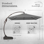 Grand patio 10x10 FT Patio Cantilever Umbrella - Image 4