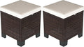 Outsunny 2 Pieces Outdoor Patio Ottomans, All Weather Wicker Outdoor Footstools by Outsunny