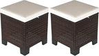 Outsunny 2 Pieces Outdoor Patio Ottomans, All Weather Wicker Outdoor Footstools by Outsunny