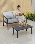 Patio Coffee Table, Never-Rust Aluminum Outdoor Coffee Table - Image 2