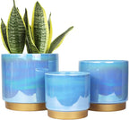 Gepege Ceramic Pots for Plants, Rainbow Pearl Glaze Planter by Gepege