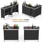 VINGLI Portable Bar Table, 2-Tier Shelves, Mobile Bar Table - Image 4