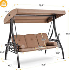 HOMREST 3 Seat Outdoor Porch Swing - Image 7