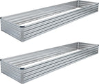 2PCS 12x4x1FT Galvanized Raised Garden Bed Kit, Vegetable Boxes-Rectangle Metal by DIIYIV