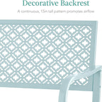 Best Choice Products Outdoor Bench 2-Person Metal Steel Benches Furniture - Image 5