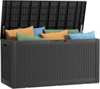 120 Gallon Outdoor Deck Box, Lockable Waterproof Outdoor Storage Boxes by MAIUSCOLI