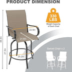 GarveeLife 2 Piece Outdoor Swivel Bar Chairs, Patio High Swivel Bar Stools - Image 2