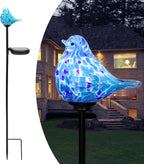 Afirst Decorative Solar Lights Outdoor Solar Bluebird Stake Lights Hand Blown by Afirst