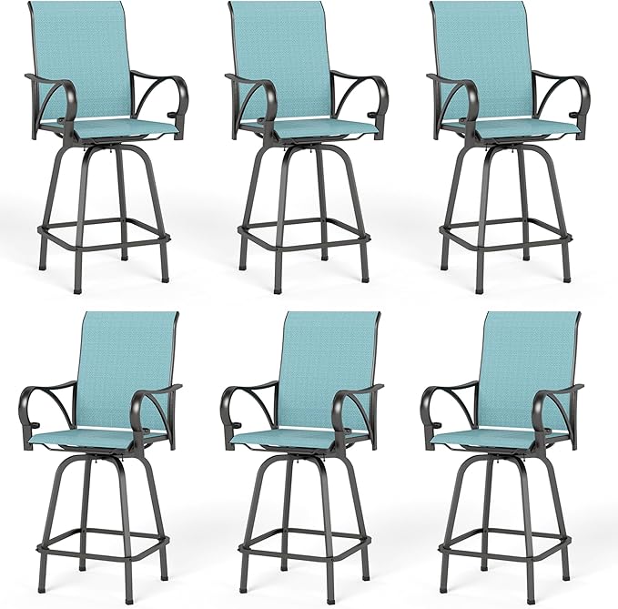 MFSTUDIO Outdoor Bar Stools Set of 6, Swivel Bar Height Patio Chairs Outdoor by MFSTUDIO