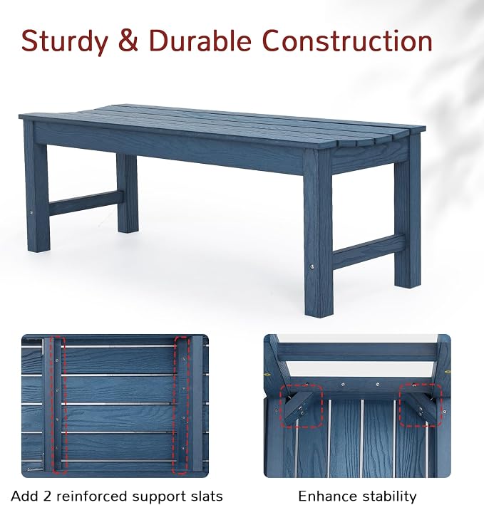 Stoog Outdoor Benches Set of 2, 2-Person Patio Dining Bench, Waterproof HIPS - Image 5