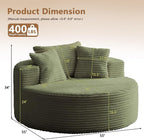 Oversized Round Chair Lounge Chaise Indoor, Upholstered Corduroy Deep Seat - Image 2