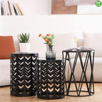 Nesting Round Metal Indoor Coffee End Tables - Image 8