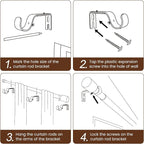 1” Diameter Silver Curtain Rod Itself is 30-90 Inch 2 Pack, Fit 30 to 84 Inch - Image 5