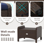 Tangkula 2 Pieces Outdoor Patio PE Wicker Ottomans - Image 6