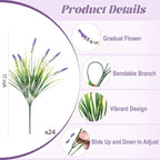 24 Pcs Artificial Faux Plants for Outdoor Spring Decoration, Fake Monkey Grass - Image 3