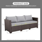Rattaner Patio Furniture 3 Seat Sofa Outdoor Furniture Outdoor Couch Deep Seat - Image 3