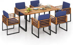 Tangkula 7 Piece Patio Dining Set, Acacia Wood Dining Chair & Table Set by TANGKULA