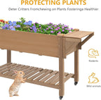 Raised Garden Bed with Lockable Wheels Mobile Elevated Wood Planter, Storage - Image 7