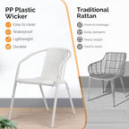 VINGLI PE Rattan Outdoor Dining Chairs Set of 2, Plastic Stackable Patio Chairs - Image 6