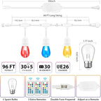 Mlambert 96Ft Outdoor Patio Lights, RGB Cafe String Lights - Image 4