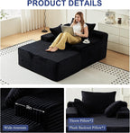 67 Inch Chaise Lounge Chair Indoor, Oversized Upholstered Boneless Sofa Bed - Image 5