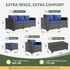 Aoxun 9 Piece Outdoor Patio Furniture Set 8 Seats, Outdoor Sectional - Image 2
