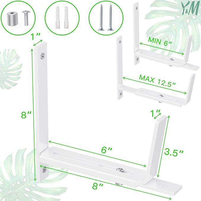 Y&M 6 Pack Adjustable Planter Brackets, Universal Window Box Brackets, Heavy - Image 3