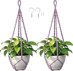 Macrame Plant Hanger, Wood Beads Cotton Hanging Planter Holder by Unknown