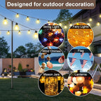 4 Pack String Light Poles for Outdoor, Metal Light Hanging Pole Outside - Image 2