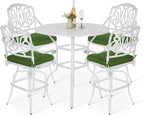VIVIJASON 5-Piece Patio Swivel Bar Stools Set, All Weather Cast Aluminum by VIVIJASON