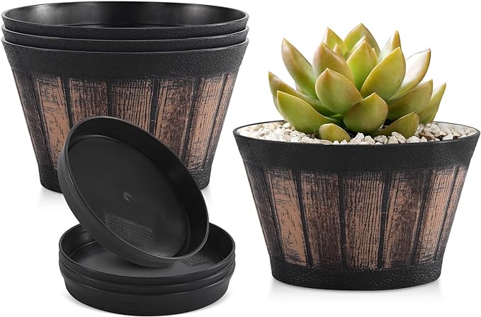Quarut 6 inch Brown Barrel Planters by Quarut