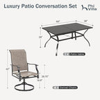 PHI VILLA 7 PCS Patio Dining Set, Outdoor Table & Chairs Set - Image 7