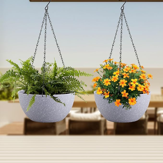8 inch Small Hanging Planters for Indoor Outdoor Plants, 2 Pack Hanging Flower - Image 6