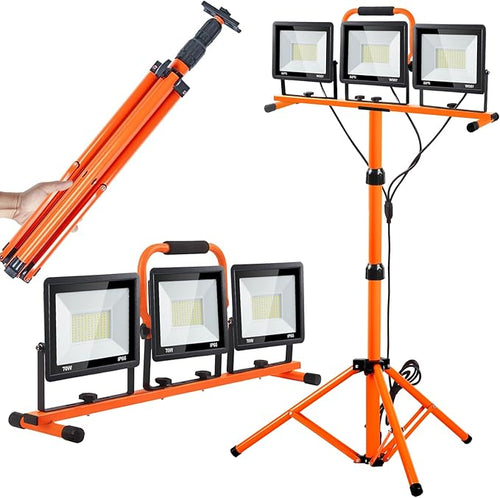 22000 Lumen Work Lights with Stand, 3 Head Portable LED Work Light, with by GUWELL
