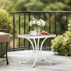 VINGLI Outdoor Side Table, 18in Patio Table Steel Frame Tempered Glass Top - Image 2