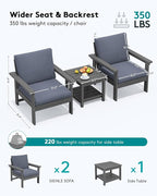SERWALL HDPE Patio Sofa Set, 3-piece Sectional Outdoor Furniture Set, All - Image 2