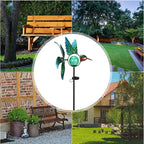 Afirst Solar Hummingbird Wind Spinner, Metal Kinetic Garden Stake Lights Wind - Image 4