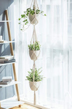 Mkono Macrame Plant Hanger 3 Tier Indoor Outdoor Hanging Planter Basket Cotton - Image 3