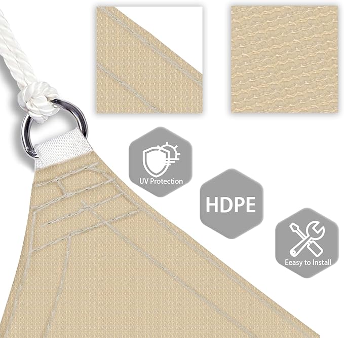 Patio Paradise 9' x 9' x 8'10" Sun Shade Sail Triangle Canopy, Permeable Shade - Image 3