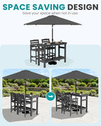 SERWALL Outdoor Bar Set with 9ft Umbrella, All-Weather HDPE Patio Bar Chairs - Image 3