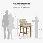 PURPLE LEAF Outdoor 24" Counter Height Bar Stools Chair Set of 2, All Weather - Image 3