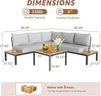 NATURAL EXPRESSIONS Patio Furniture Sets, L Shape Patio Sectional Metal Outdoor - Image 5