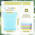 OJYUDD 24 Pack Multi Color Plastic Plant Pot, Colorful Plastic Square Pots - Image 2